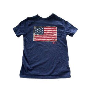 Polo Ralph Lauren Youth 8 Embroidered American Flag Navy Short Sleeve Top